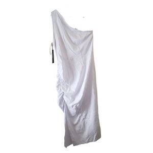 New Sarin Mathews White One Shoulder Ruched Bodycon Dress